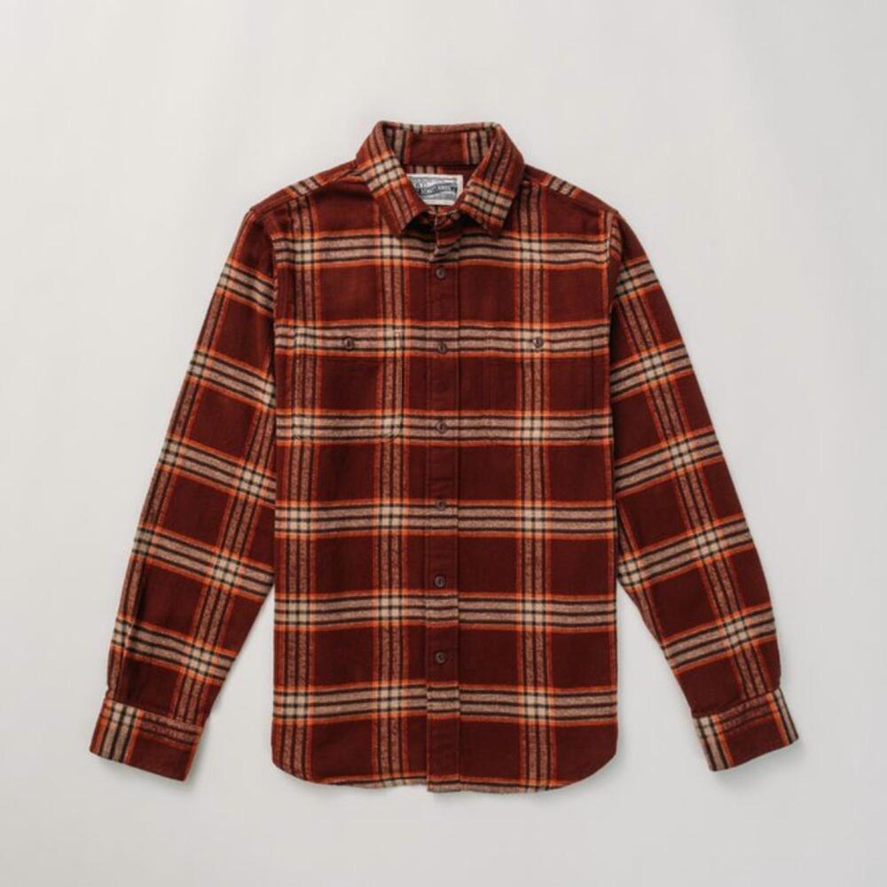 NEW SCHOTT men heavy flannel work shirt in root beer